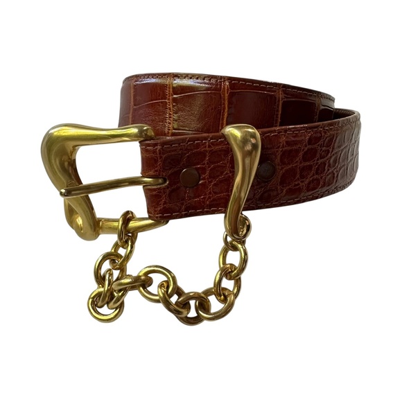 Vintage BARRY KIESELSTEIN-CORD Brown Genuine Alligator Belt 26-28 X Small